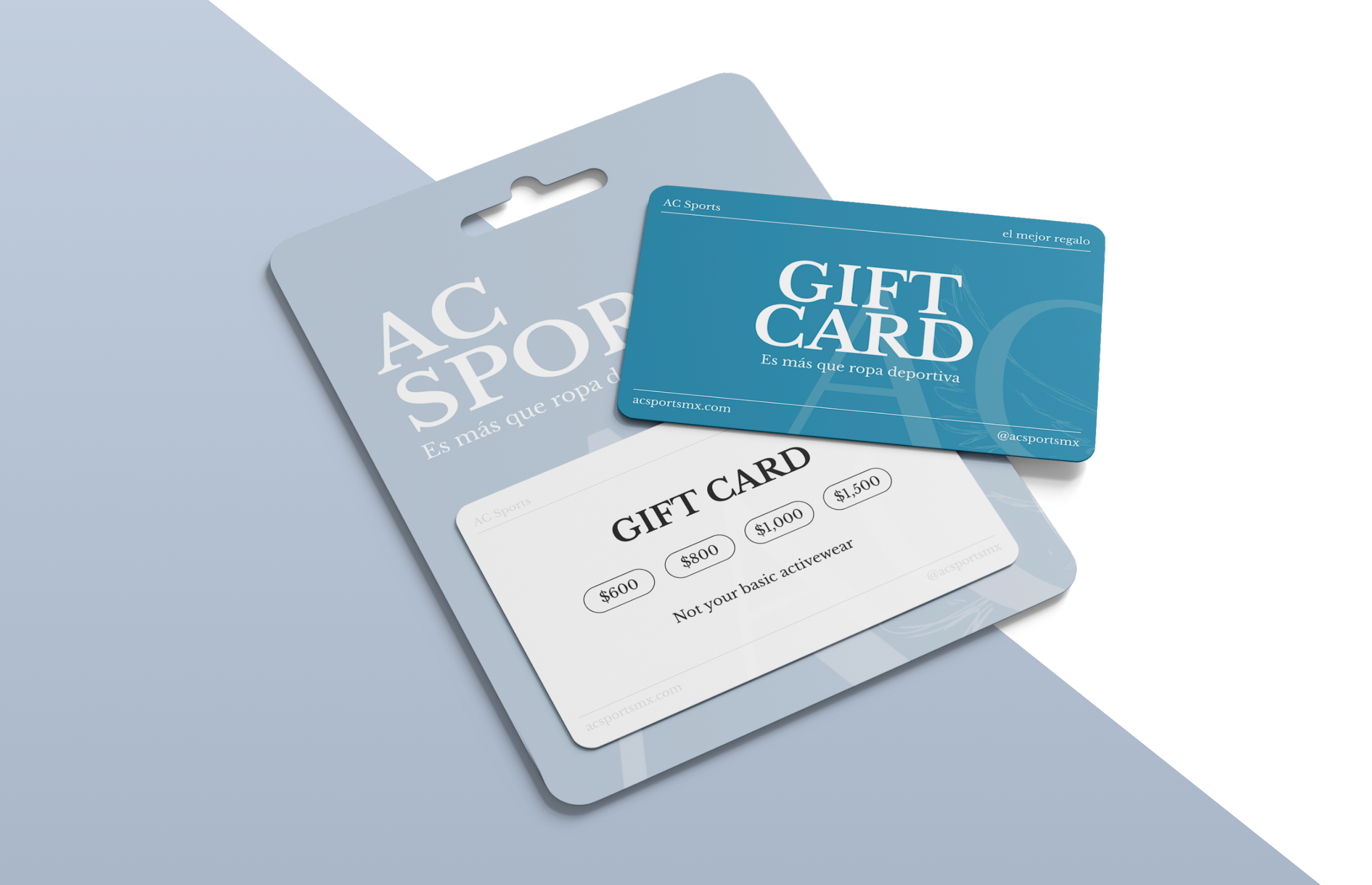 Gift Card AC Sports en presentación física, tarjetas de regalo para ropa deportiva y accesorios de entrenamiento