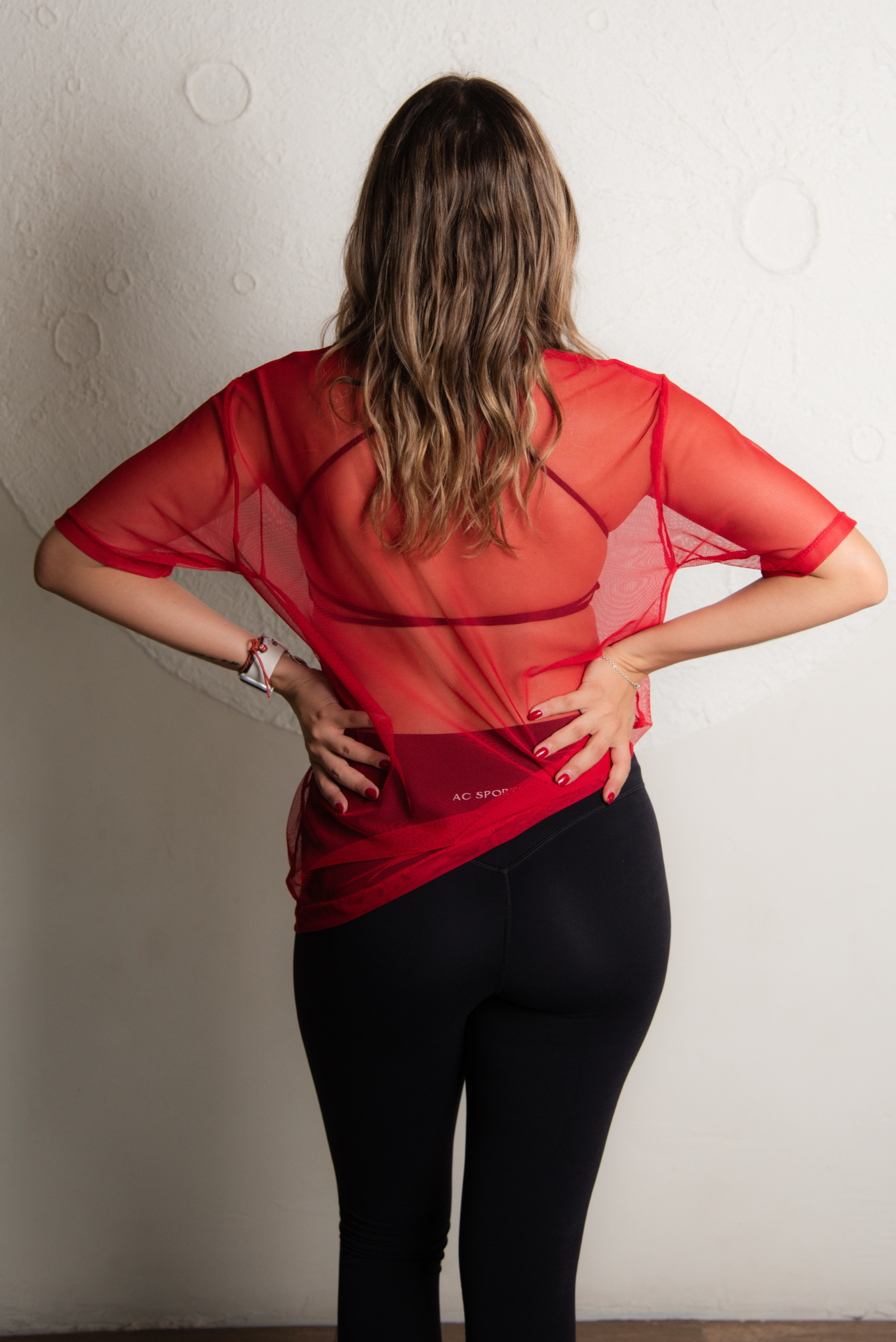 Blusa mesh roja oversize